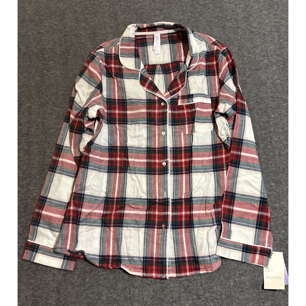 Stars Above Women’s Top Sleepwear Long Sleeve Plaid Red Medium
